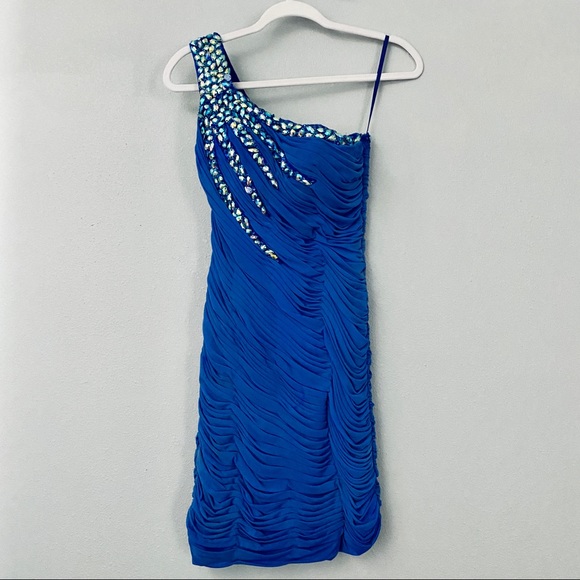 Vienna Blue Beaded Mini Dress - Picture 1 of 4